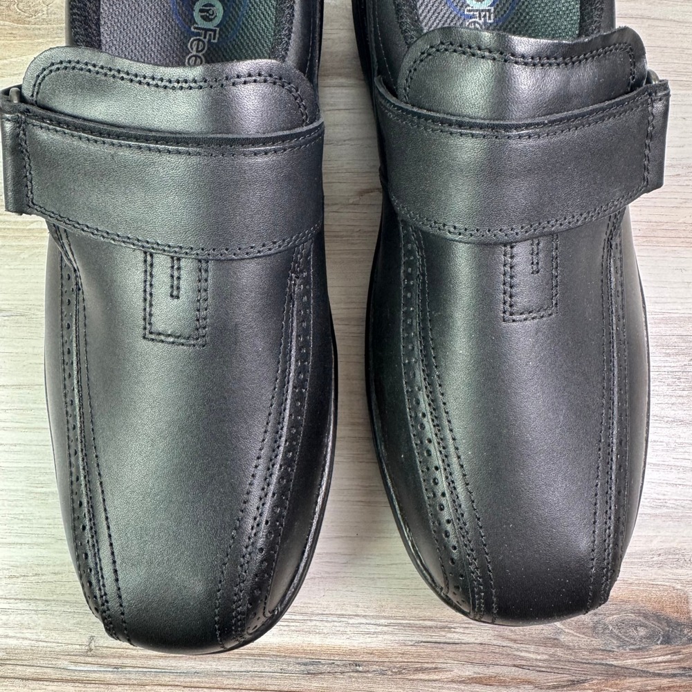 Orthofeet Lincoln Center Mens Loafers Black Leather Hook Loop Size 12 X-Wide 585 - Picture 2 of 9
